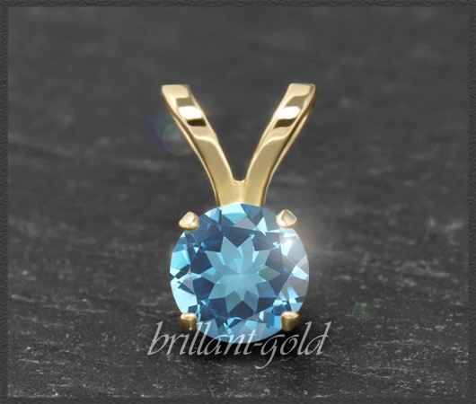 Anhänger 585 Gold Topas blau, 4,5,6,7mm